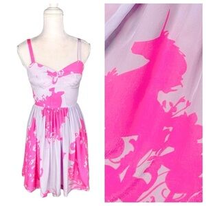 Amanda Uprichard 100% silk Champagne bustier pink purple dress unicorn small
